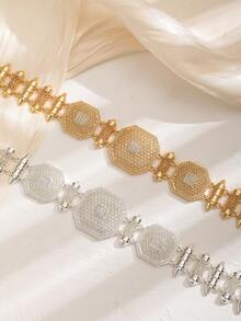 A Multi-Color Zinc Alloy  Popular Bridal Style Waist Chain With Hollow Design Inlaid With Diamond Design Adjustable Chain To Meet The Bride In The Wedding Occasion To Wear, Party Banquet Dinner Birthday Party Attended A Hundred Style Waist Chain - Arabic Popular Styles - View 1