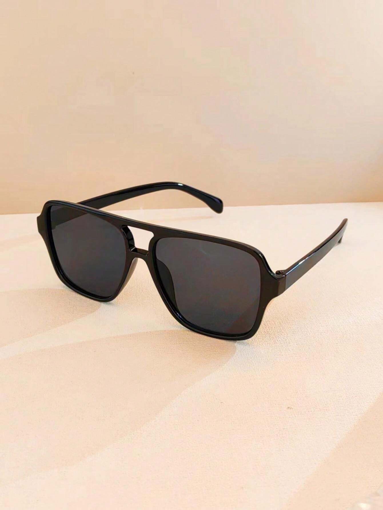 Oversized Double Bridge Sunglasses – Black