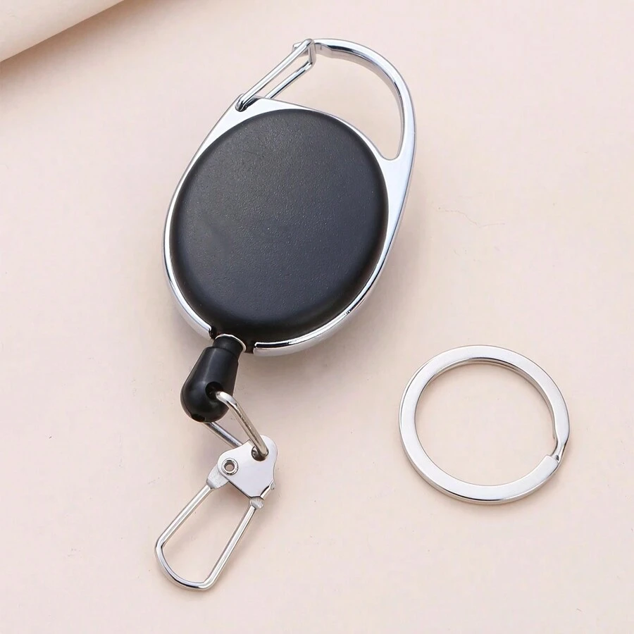 Móc khóa có thể thu vào, Móc khóa Carabiner sáng tạo, Khóa dây nylon chống rơi và chống trộm, Mặt dây chuyền khóa leo núi ngoài trời Phụ kiện ô tô Túi xách Ba lô cho trường học Dễ thương Goth Y2k - màu đen - Xem 1