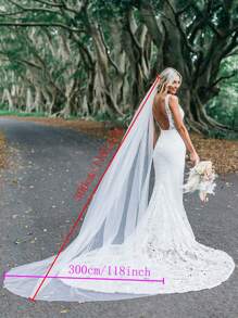 1pc Cathedral Length 3 Meter Simple Plain Soft Tulle Wedding Bridal Veil With Metal Comb For Wedding Party White Ivory Fall Clothes For Women