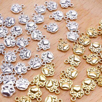 20入組可愛銀色金色合金貓爪狗爪吊墜,適用於diy耳環項鍊珠寶製作工具