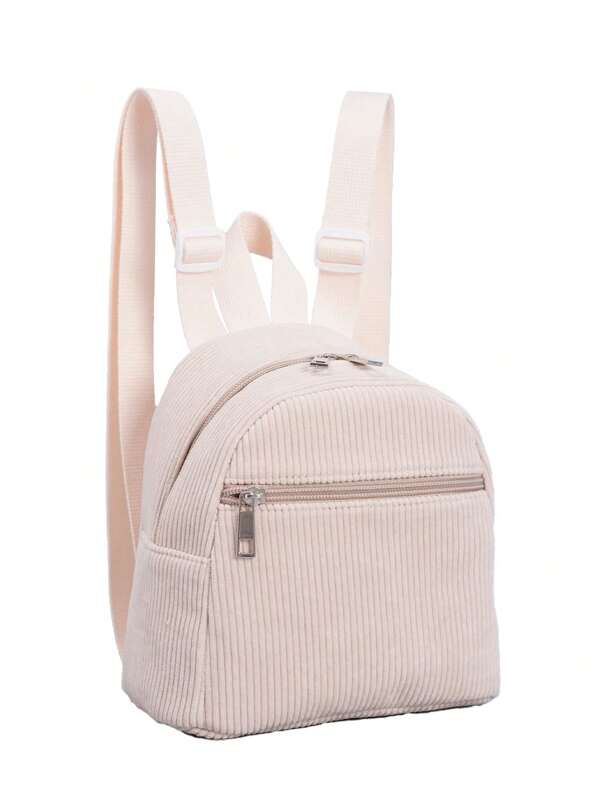 1 Pc Mini Cute Solid Color Corduroy Children'S Backpack, Suitable For Girls, Primary School Students, School, Travel And Vacation, Holiday Gifts