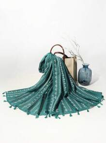 1pc Women's Elegant Solid Color Snowflake Striped Pattern Simple Style Tassel Scarf Head Wrap, Suitable For Dates And Parties (Different Colors Available) - Multicolor - View 18