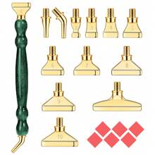 12 件金色/银色/彩色玫瑰金钻石钻头 + 1/3 件闪亮葫芦笔形塑料笔 + 6 件红胶 + 1 件塑料盒钻石画工具套件，螺纹 - 12pcs金色鑽頭 - 查看 30