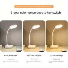 Led Bảo vệ mắt Đèn bàn Điện usb Cung cấp Có thể điều chỉnh Làm mờ Ba Bánh răng có thể chuyển đổi Giữa Trắng Ánh sáng Và Ấm áp Ánh sáng Nhỏ bé Đèn ngủ - trắng - Xem 6