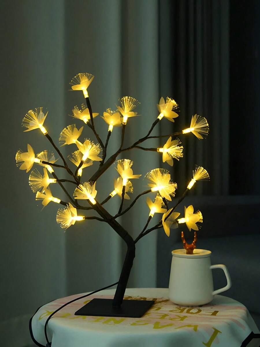 Luces LED De Flores Decorativas, Lámpara De Escritorio Para El Hogar, Fiesta, Boda, Navidad. - Blanco y Negro - Ver 1