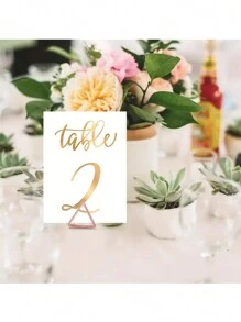 10入迷你金屬三角形桌卡座,適用於婚禮、紀念日、派對 - 照片、圖片、桌號 - 金色 - 查看 5