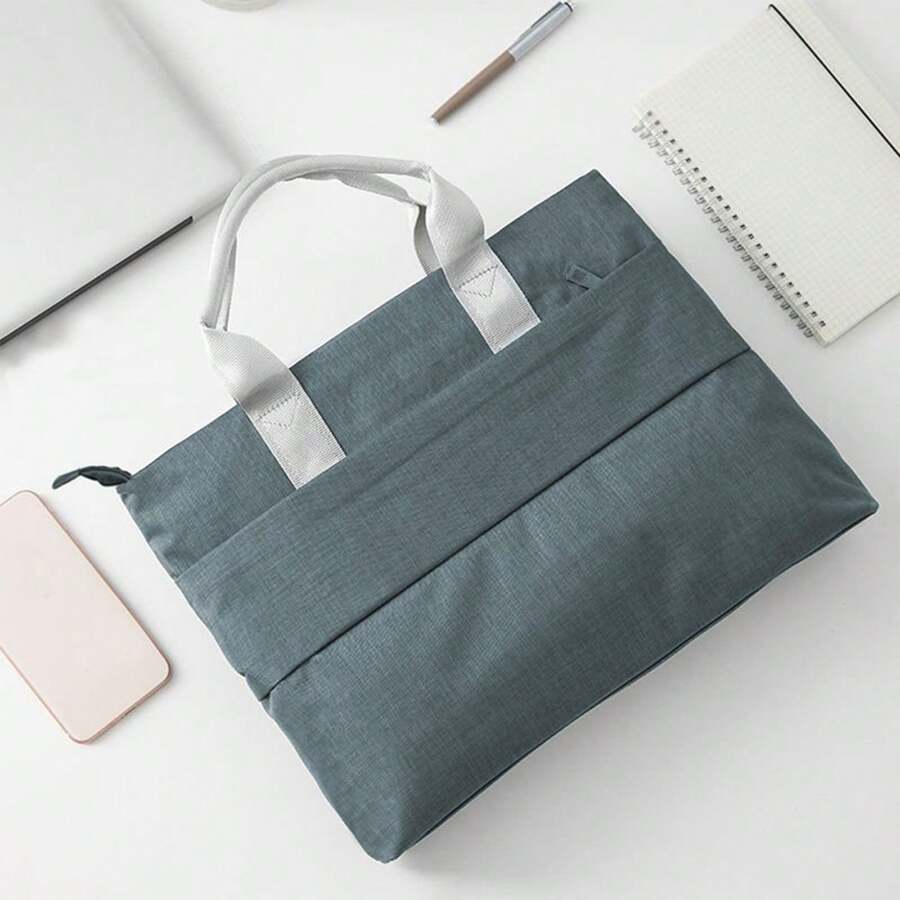 Funda para portátil de 13 a 16 pulgadas, bolsa impermeable con asa portátil y bolsillo para accesorios, bolsas para portátiles de aula, bolsas de almacenamiento de aula, bolsas organizadoras de aula para maestros - Gris - Ver 1