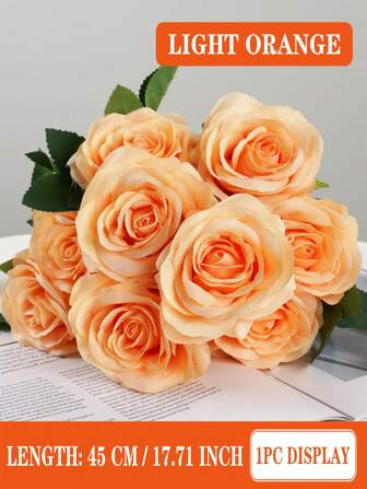 1pc 9-Head Rose Artificial Flower Indoor Living Room Wedding Garden Decoration