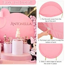Round Wedding Arch Cover For Circle Arch Stand, Thick Polyester Fabric Adjustable Circle Arch Backdrop Cover For Wedding Birthday Party Shower Photography Decoration Valentine's Day (Not Inclue Circle Stand) - 粉色 - 查看 8