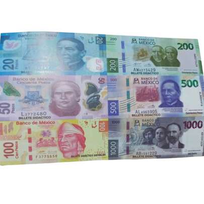 juguete didactico 18 billetes Mexicanos de juguete  15cm didáctico