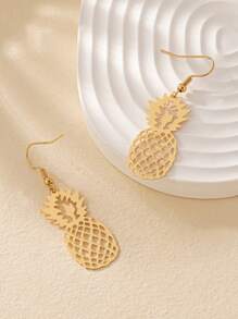 Multicolor Fashionable Creative Vintage Alloy Pineapple Dangle Earrings,Cute Fruit Design Accessory - Gold - View 4