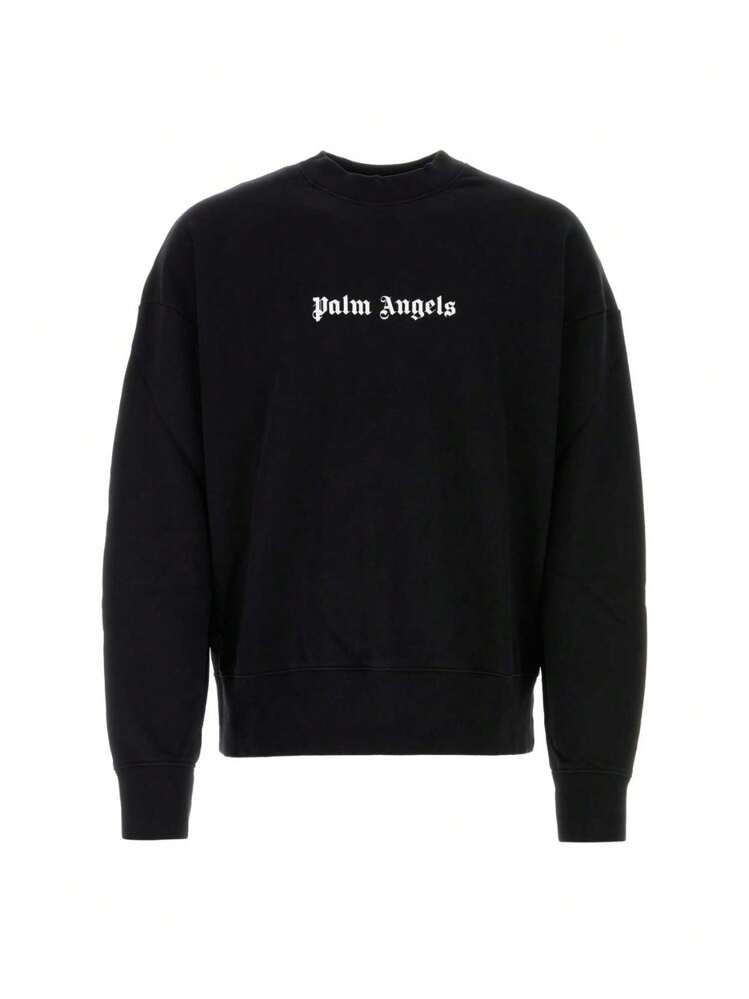 ★関税込★Palm Angels★ロゴ スウェットシャツ WASHED BLACK★ Palm Angels logo-print crew-neck Sweatshirt | Black | FARFETCH
