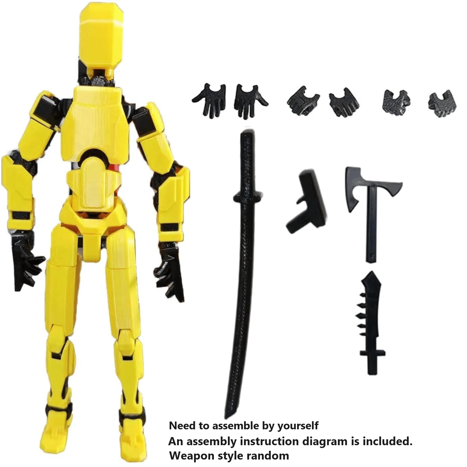 T13 Action Figures - Multi-Jointed Movable Robot,3D Printed Mannequin - PVC Model - Desktop Decorations For Action Figures For Game Lovers(Need To Assemble By Yourself) - Yellow - View 1