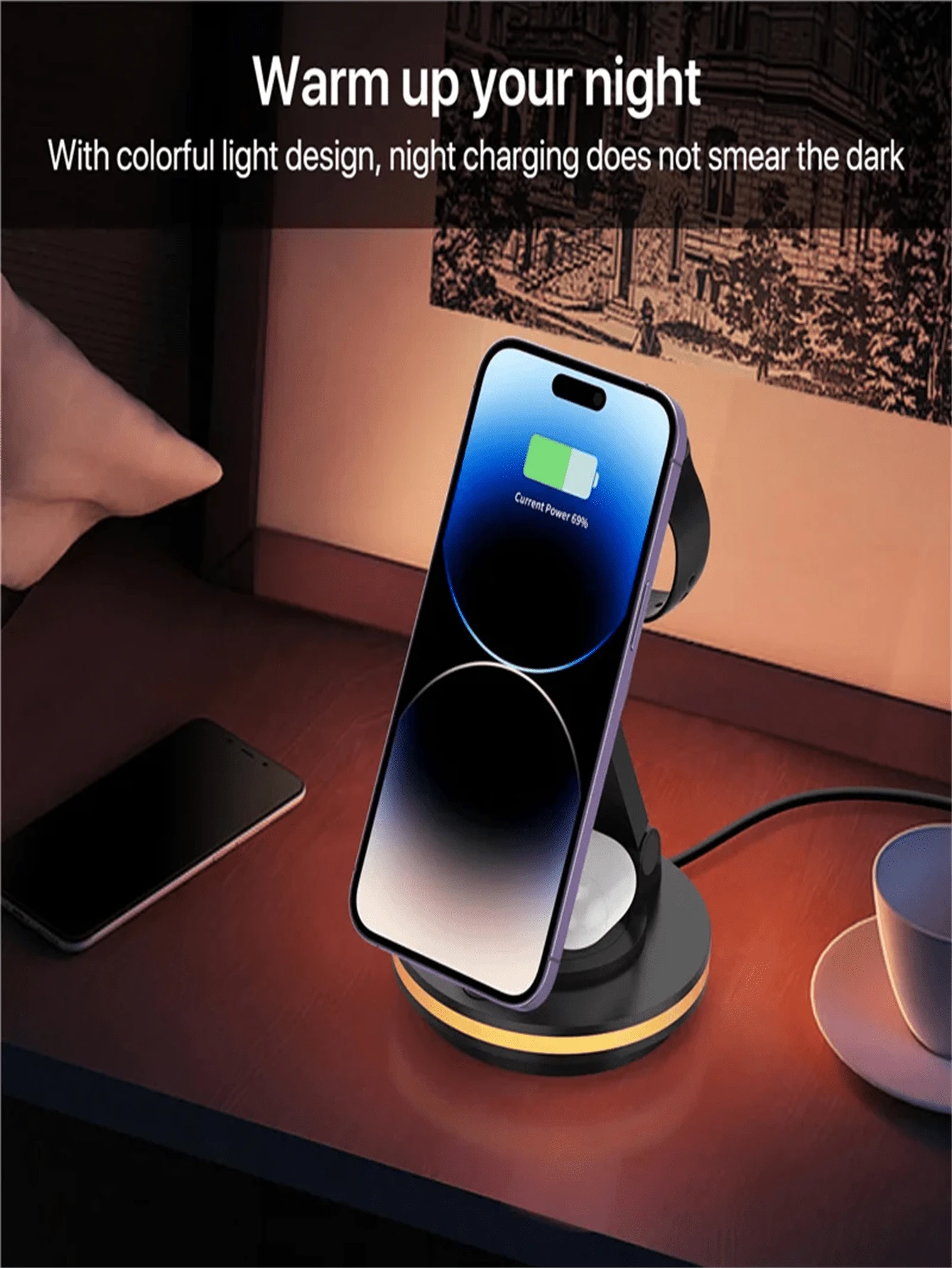 180° Rotate Foldable Wireless Charger Stand 15W Fast Charging Station