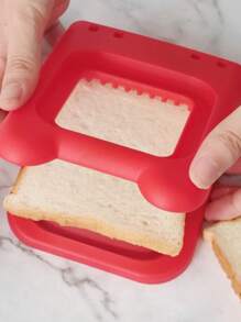 1 Cortador De Pan De Sándwich En Rojo, Cortador De Galletas De Múltiples Formas, Molde De Pan, Rebanador De Tostadas Y Cortador De Pan De Bolsillo