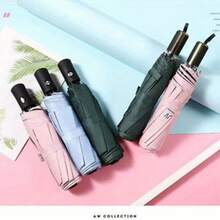 1pc Solid Color Windproof And Waterproof Folding Automatic Or Manual Travel Umbrella Automatic Umbrella, Three-Fold Sun And Rain Sunshade And UV Protection Umbrella,Spring Summer Picks,Brides Maid Gifts,Room,Bedroom Decor,Beach,Travel,For Men,For Women,Vacationbeach,Summer,Vacation,Holiday,Travel Essential,Going Out Tops,Household Items - Multicolor - View 2