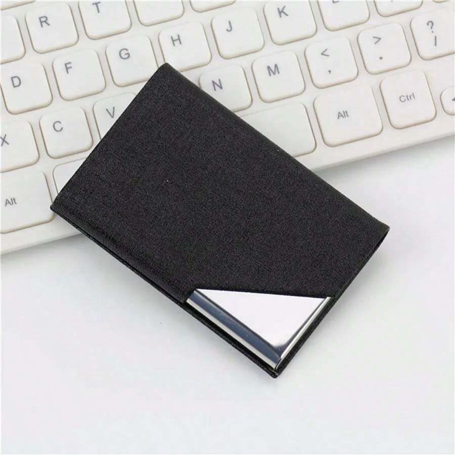 With Magnetic PU Leather Stainless Steel Card Case ID Name Card Case Women Office 95*63mm Card Holder Wallet Business Card Holder Credit Card Holder For Men Mini Wallet Card Wallet Rfid Wallet