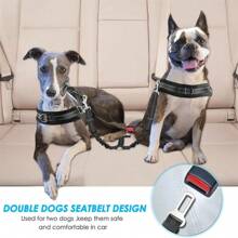 Correa de seguridad para mascotas con doble cabezal para el automóvil, arnés de asiento para perros, accesorios para perros para salir