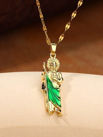 1 Pieza Colgante De La Virgen María De Cobre Con Cadena De Labios De Acero, Regalo De Joyería