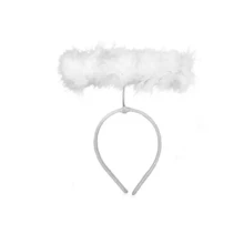 Roupa de anjo Fantasia Anjinho Preto ou Branco Asa tiara Saia - Branco - Visão 3