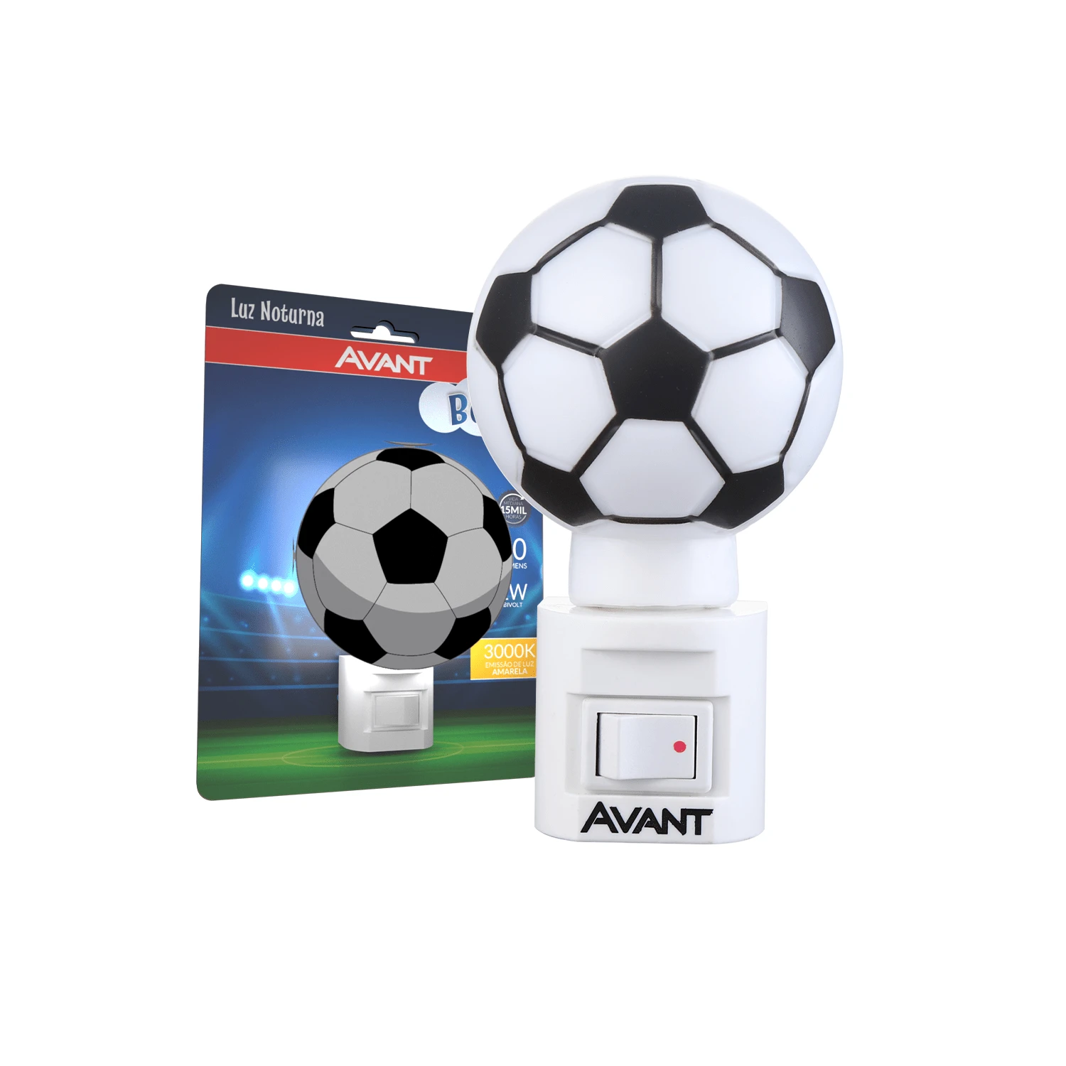 Luz Noturna Led Infantil Bola Futebol Bivolt 1W 3000K Branco Quente - Branco - Visão 1