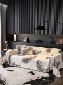 1入組現代陳ille現代防滑沙發毛巾,全覆蓋四季沙發套,適用於沙發桌布、野餐墊、臥室、客廳、辦公室和戶外活動 - 黑色 - 查看 1