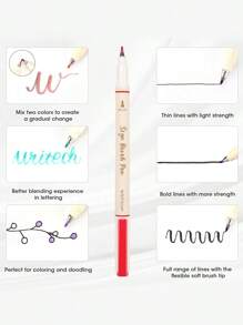 WRITECH Arts Sign Brush Pen Brush Tip Marker Felt Tip Water Based Ink Color Pens 12 Assorted Colors Great For Lettering Journaling Calligraphy - 鲜艳的 - 查看 2