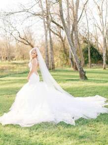 1pc Cathedral Length 3 Meter Simple Plain Soft Tulle Wedding Bridal Veil With Metal Comb For Wedding Party White Ivory Fall Clothes For Women