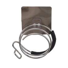 1个不锈钢吹风机支架浴室配件 - 銀色 - 查看 2