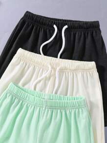 3 pièces le set: T-shirt à manches courtes avec imprimé lettres pour jeune garçon et short