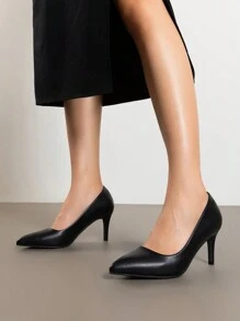 Women High Stiletto Heels Closed Pointed Toe Dress Pumps Shoes For  Wedding Work Office Business, 3 Inches SIZE UP - PU ĐEN - Xem 1