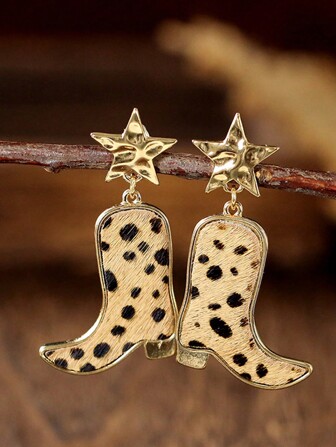 1 对甜美空心花朵和雪花水钻装饰吊坠耳环，韩式风格