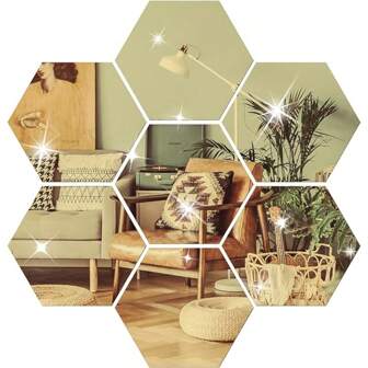 12 Pieces Hexagon Mirror Wall Stickers Removable Acrylic Mirror Setting Hexagon Wall Sticker Decal For Home Room Living Bedroom DecorMirror Wall Sticker,Stickers,Wall Decal, Vinyl Decal For Home Decorations,Spring Decoration Items Refresh Your Home,Rama Decoration Stickers