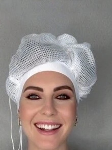 1pc White Hair Drying Cap & Turban Headband & Adjustable Hair Drying Bonnet Cap & Women Hair Sleeping Cap, For Long/Short Hair - White - View 4