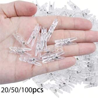 20/50/100 st Mini Foto Clips , Genomskinlig Vår Plast Hängande Klämma , Handduk Fotoklämma , Kläder Pin DIY Foto Vägg Hem Dekorationer