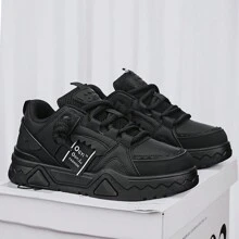 Men's New Spring Lightweight Breathable Leather Low Cut Sneakers, Versatile - màu đen - Xem 1
