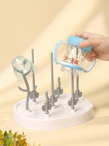 1pc Baby Bottle And Pacifier Drying Rack, Drainer, Holder With Storage For Cups, Milk Bottles, Pacifiers, Baby Bottles Box And Other Accessories, Green
