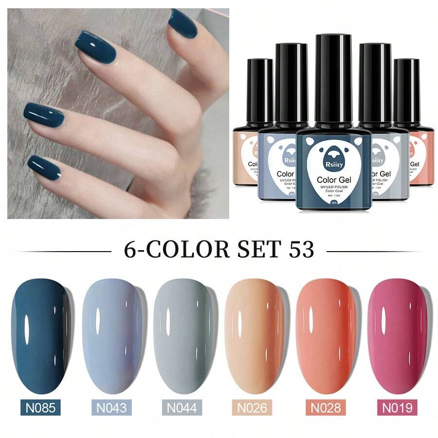 XEIJAYI 6 色凝膠拋光套裝指甲油凝膠四季閃亮美甲浸泡 Led 凝膠指甲套件 Diy 家庭沙龍美甲指甲禮品適合女士女孩美甲設計