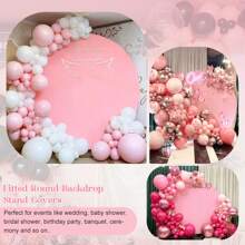 Round Wedding Arch Cover For Circle Arch Stand, Thick Polyester Fabric Adjustable Circle Arch Backdrop Cover For Wedding Birthday Party Shower Photography Decoration Valentine's Day (Not Inclue Circle Stand) - 粉色 - 查看 10