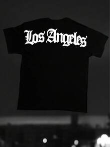 nope playera camiseta con estampado de letras los ángeles en espalda unisex hombre mujer - Negro - Ver 1