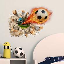 3d立體足球牆貼,撕下後自粘足球壁貼,適用於臥室、客廳裝飾 - 彩色 - 查看 4