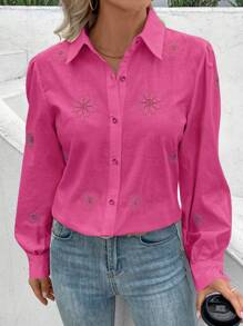 Women Blouses - 玫紅色 - 查看 1