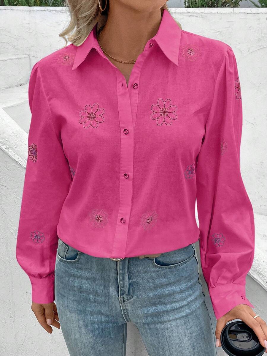 Women Blouses - 玫紅色 - 查看 1