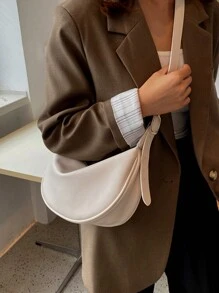 新月形餃子包，肩背兩用斜揹包，適用於各種場合，極簡風格女包