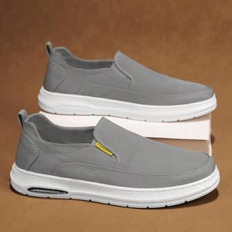 Men's Canvas Loafers Slip-On Casual Shoes, Soft Bottom For Driving