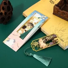 1 stuk metalen bladwijzer en liniaal in de vorm van een kat, messing, klassieke Chinese stijl, creatief cadeau voor studenten, uitgehold ontwerp, schoolbenodigdheden, terug naar school