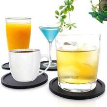9.9cm(3.9in) Round Silicone Cup Mat, Non-Slip Heat Resistant Reusable Drink Coaster For Table, Desk, Kitchen, Office, Bar