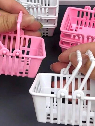 5入組小型超市購物籃（有兩種顏色可選）DIY創意小型超市模型飾品逼真微型模型玩具飾品手持情境配件隨機風格、顏色和包裝，包裝和運輸可能會造成損壞