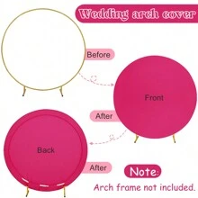 Round Wedding Arch Cover For Circle Arch Stand, Thick Polyester Fabric Adjustable Circle Arch Backdrop Cover For Wedding Birthday Party Shower Photography Decoration Valentine's Day (Not Inclue Circle Stand) - 玫紅色 - 查看 7